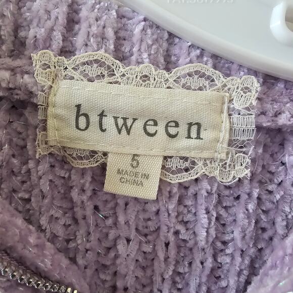 Btween Kids 5 Lilac Chenille Hoodie Sweater Metallic Knit NWT Holiday Cozy - Picture 9 of 10